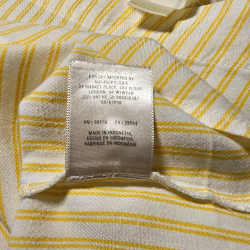 Maeve by Anthropologie Clotille Off-The-Shoulder Blouse Yellow White Size 16 - Picture 5 of 9